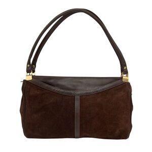 Unbranded Vintage Chocolate Brown Suede and Leather Shoulder Bag